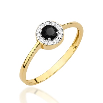Inel Aur 14K cu Diamante Naturale Albe si Negre 0.40 ct
