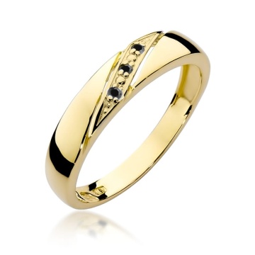 Inel Aur 14K cu Diamante Naturale Negre 0.01 ct