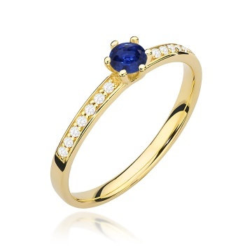 Inel Aur 14K cu Safir 0.15 ct si Diamante Naturale 0.07 ct