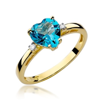 Inel Aur 9K cu Topaz Swiss 1.20 ct si Diamante Naturale 0.03 ct