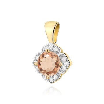 Pandantiv Aur 14K cu Morganit 0.40 ct si Diamante Naturale 0.06 ct