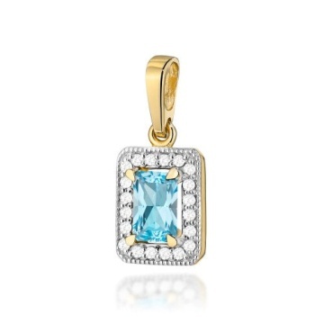 Pandantiv Aur 14K cu Topaz Swiss 0.65 ct si Diamante Naturale 0.10 ct