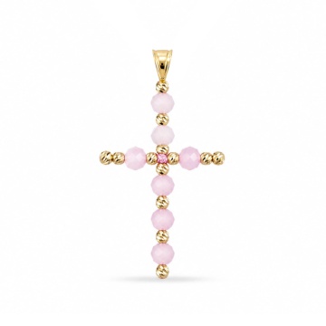 Pandantiv Cruce Baby Pink din AUR 14K