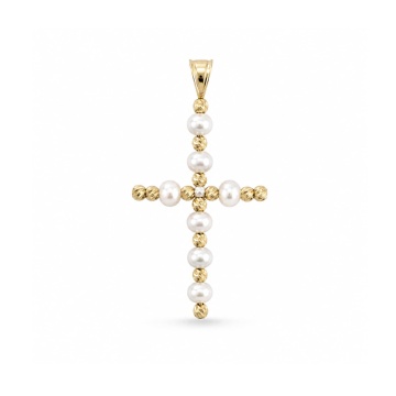 Pandantiv Cruce Pearls din AUR 14K