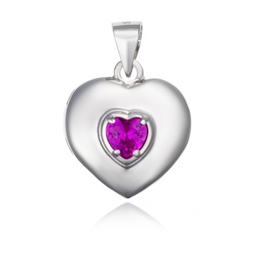 Pandantiv personalizabil Heart din argint 925 cu cristal fuchsia