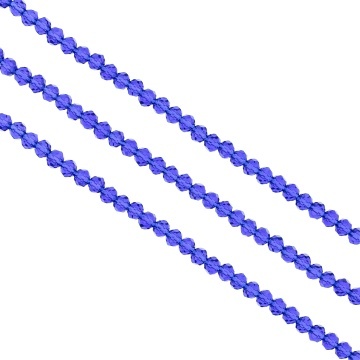 Șirag cristale rondele 4mm, culoare Cobalt Transparent, Aprox 130 buc