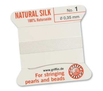 Ata pentru insirat Natural Silk 0.35mm - cu ac atasat - alb