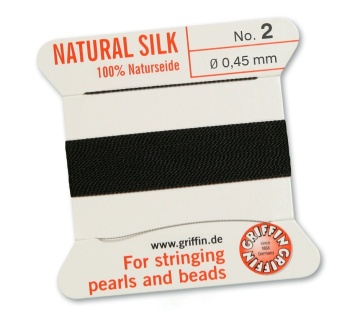 Ata pentru insirat Natural Silk 0.45mm - cu ac atasat - negru