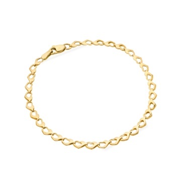 Bratara cu Inimioare Impletite- Aur 14k