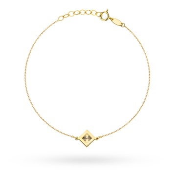 Brățară Din Aur 14K Romb Diamentat În Montură Netedă