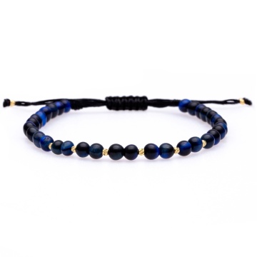 Brățara Duo cu Agate Deep Ocean si 10 bilute din aur 14K