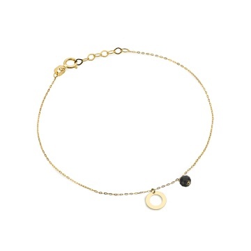 Bratara Lant cu Cerculet si Piatra Neagra- Aur 14k