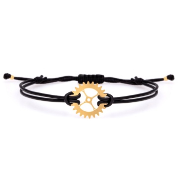 Brățară Mechanical din AUR 14K si Piele Naturală