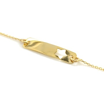 Brățară pentru Copii cu Plăcuță și Steluță Decupată din Aur 14K
