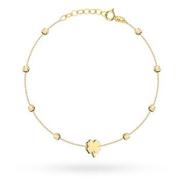 Brățară Trifoi cu Mărgele Delicate din Aur 14K