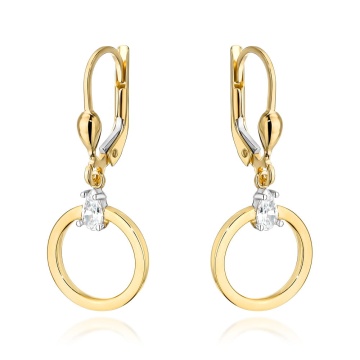 Cercei Aur 14k cu Cerculete si Zirconii Albe