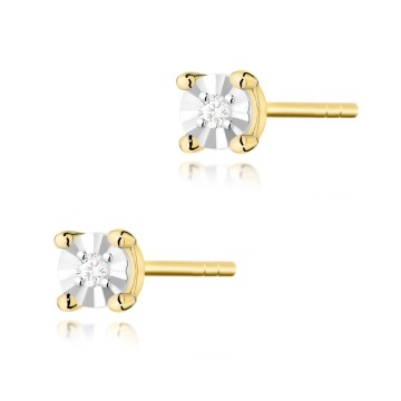 Cercei Aur 14K cu Diamant Natural 0.01 ct