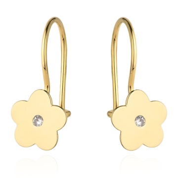 Cercei Aur 14K cu Floricică și Zirconiu 1.5cm