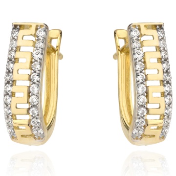 Cercei Aur 14k cu Model Grecesc si Zirconii Albe