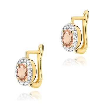 Cercei Aur 14K cu Morganit 0.40 ct si Diamante Naturale 0.16 ct