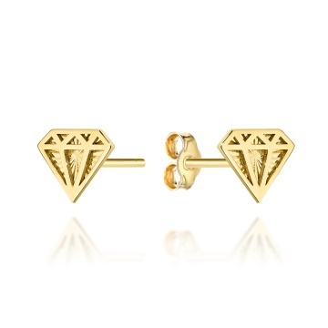 Cercei Aur 14K Diamentați Formă Diamant