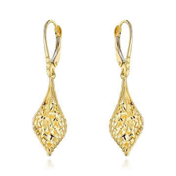Cercei Aur 14K Listi cu Detalii Delicate