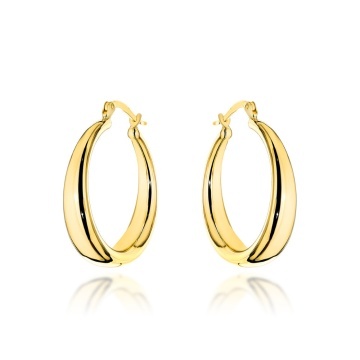 Cercei Aur 14K Rotunzi cu Bandă Lată, Prindere Engleză - Eleganță Atemporală