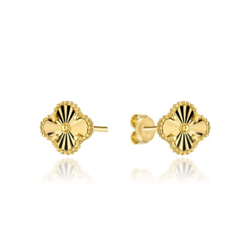 Cercei Aur 14K Trifoi Diamantat 8 mm