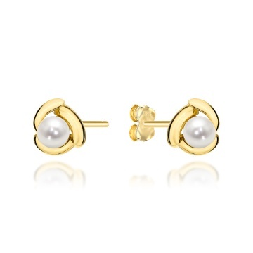 Cercei Din Aur 14K Cu Perlă Naturală Și Montură Decorativă