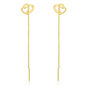 Cercei Duo Hearts din AUR 14K cu lănțișor