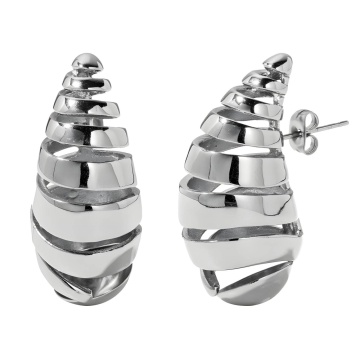Cercei Teardrop White din Inox placat cu AUR alb