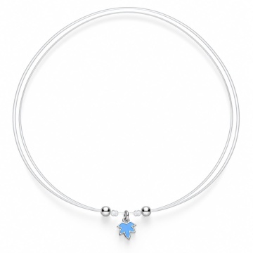 Choker reglabil fir transparent - Frunză de Arțar din Argint 925 - Blue