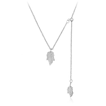 Colier din argint 925 cu cristale Silver Leaves