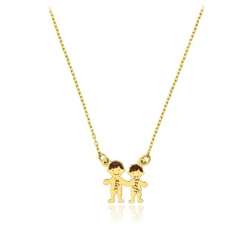 Colier din aur 14k cu 2 copii personalizat la comanda