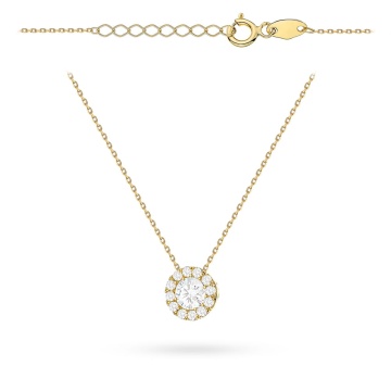 Colier Elegant Din Aur 14K Cu Pandantiv Cerc Și Cirkonii