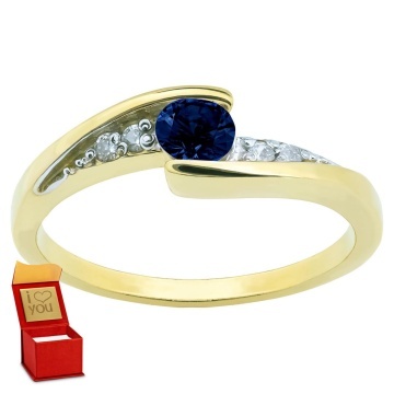 Inel asimetric din aur cu piatra safir pr. 333 3.1534ff