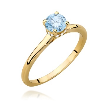 Inel Aur 14K cu Diamante Albastre de Laborator 0.56 ct