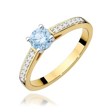 Inel Aur 14K cu Diamante Albastre de Laborator 0.62 ct