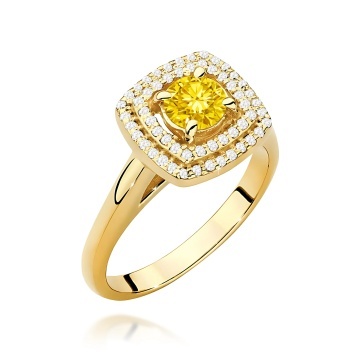 Inel Aur 14K cu Diamante Galbene de Laborator 0.78 ct