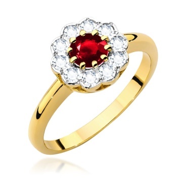 Inel Aur 14K cu Rubin 0.60 ct si Diamante Naturale 0.30 ct