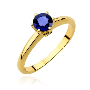 Inel Aur 14K cu Safir 0.50 ct si Diamante Naturale 0.04 ct