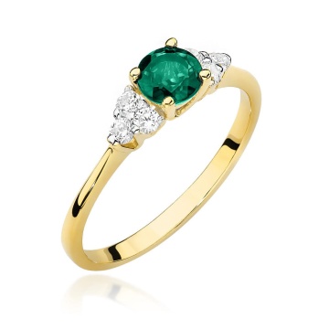 Inel Aur 14K cu Smarald 0.50 ct si Diamante Naturale 0.18 ct