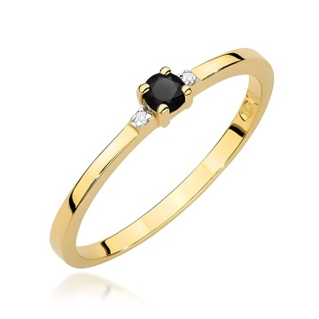 Inel Aur 9K cu Diamante Naturale Albe si Negre 0.13 ct