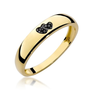 Inel Aur 9K cu Diamante Naturale Negre 0.02 ct