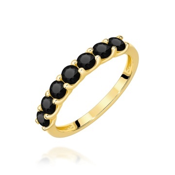 Inel Aur 9K cu Diamante Naturale Negre 0.84 ct