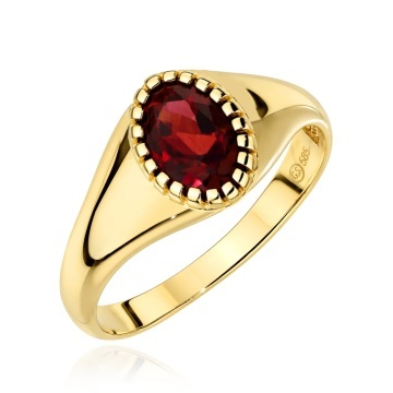 Inel Din Aur 14K Cu Pietre Naturale De Granat Oval