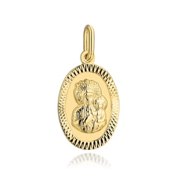 Medalion de aur al Maicii Domnului într-un oval cu încadrare de diamant