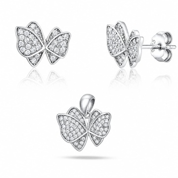 Set cercei si pandantiv din Argint 925 Butterfly