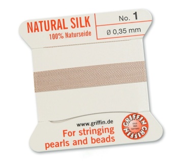 Ata pentru insirat Natural Silk 0.35mm - cu ac atasat - nude