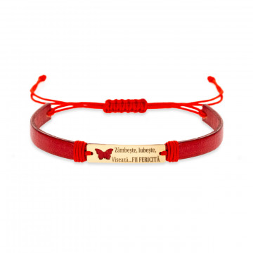 Bratara Butterfly din AUR 14K si Piele Naturală